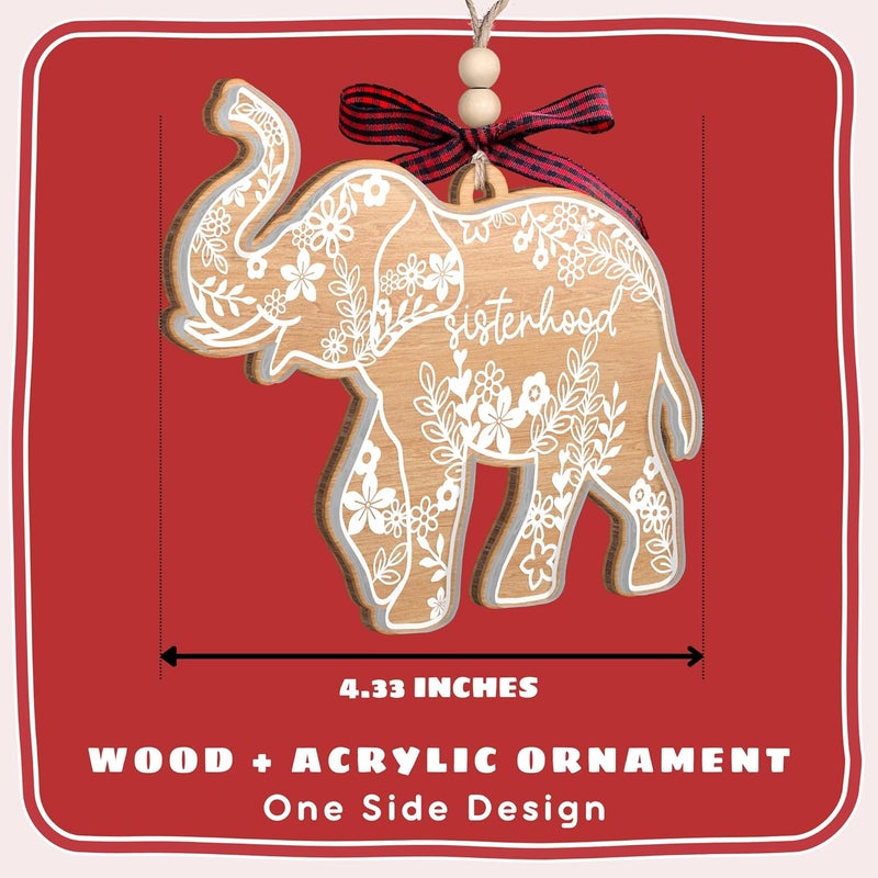 TEEBIM Elephant Ornaments - Elephant Gifts for Women - Best Friend Friendship Gifts for Women - Sisterhood, Friendship Ornament - Friends Gift for Christmas - Wood & Acrylic Ornament with Card​ - Image 3